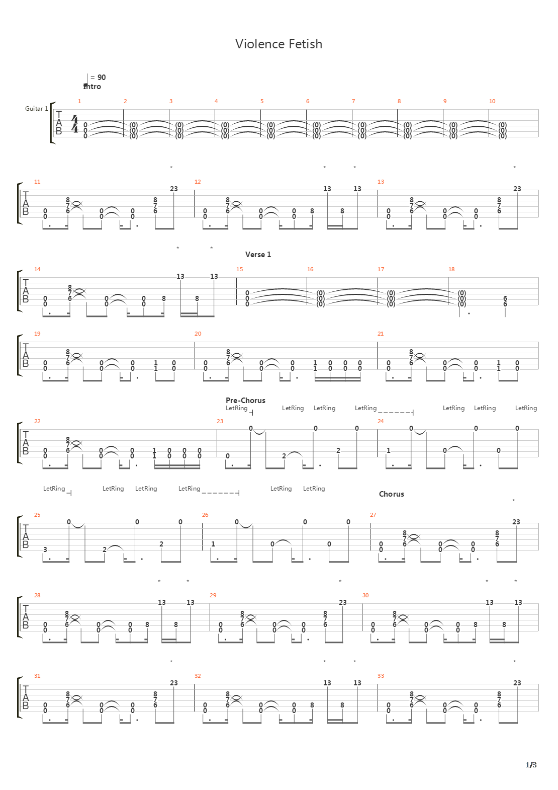 Violence Fetish吉他谱