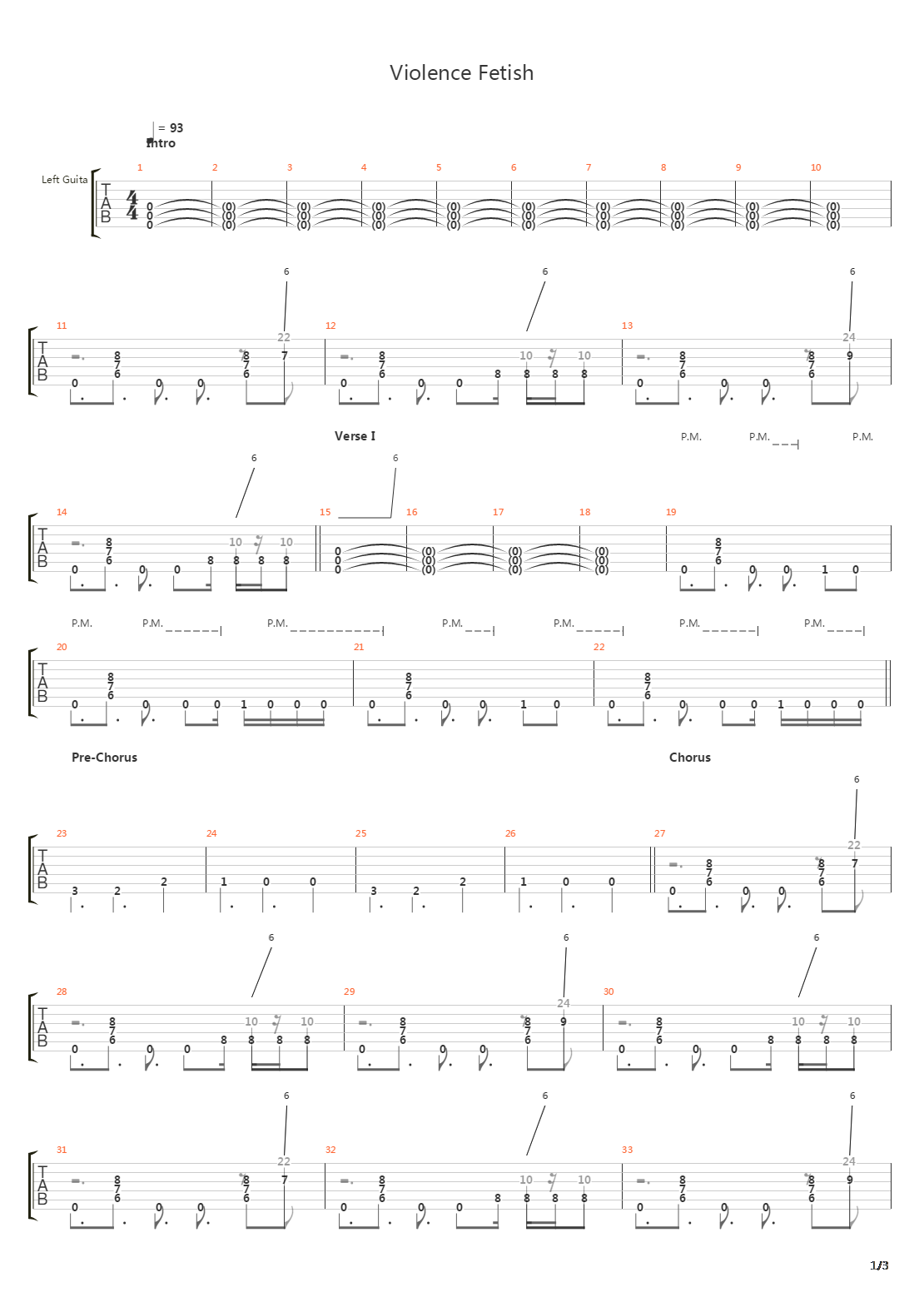 Violence Fetish吉他谱