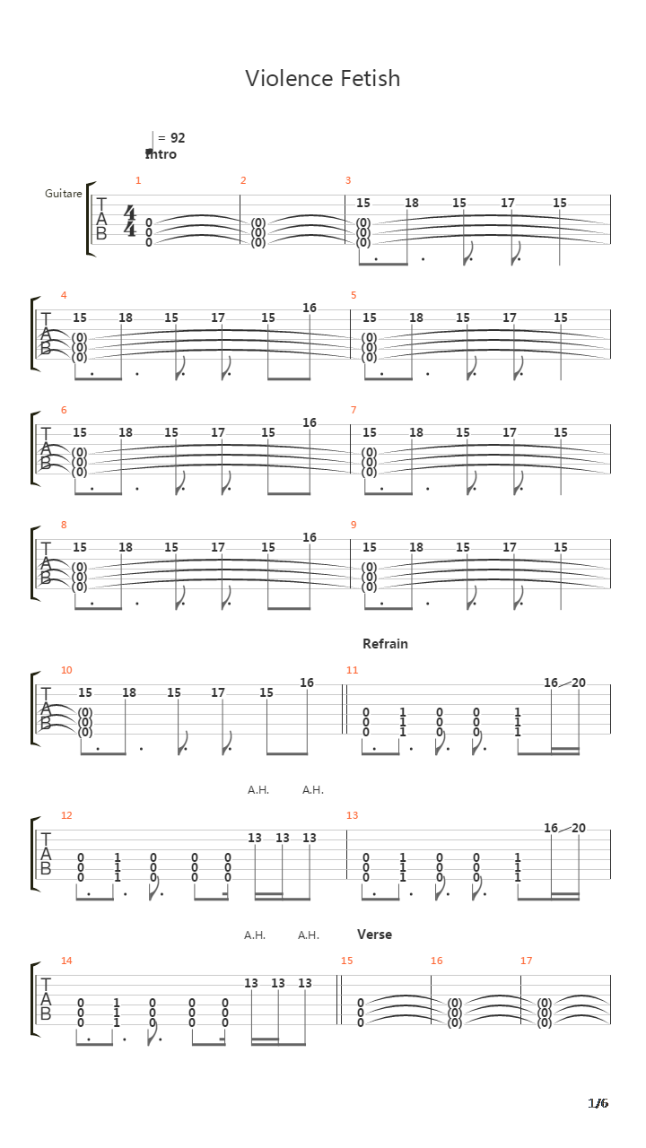 Violence Fetish吉他谱