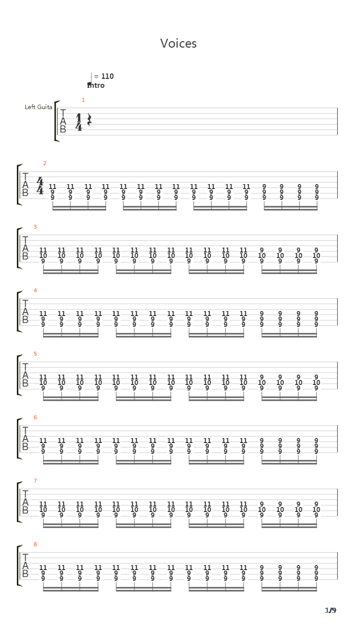 Voices吉他谱