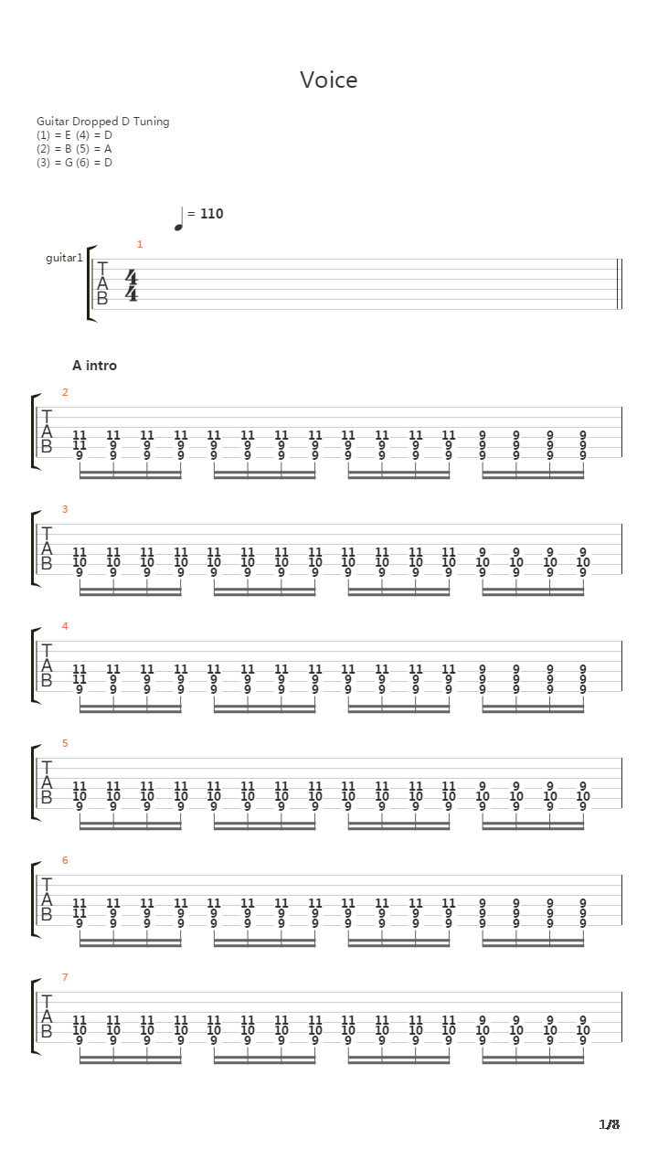 Voices吉他谱