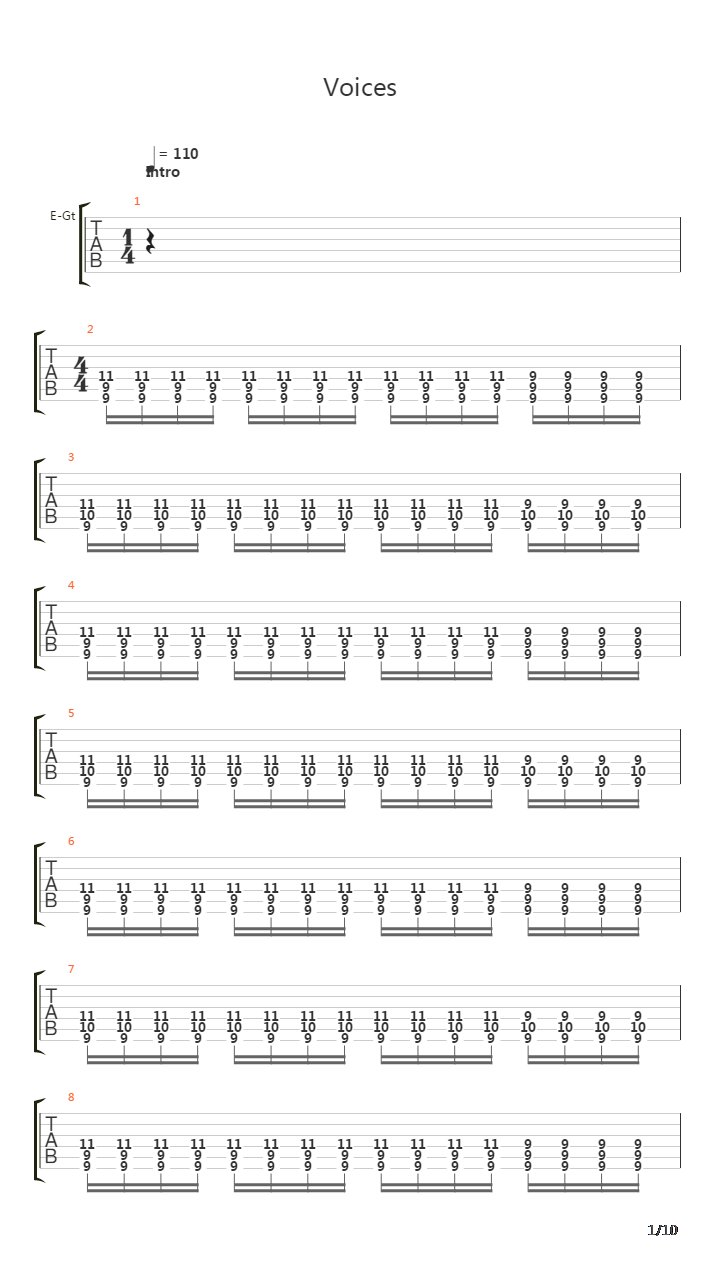 Voices吉他谱