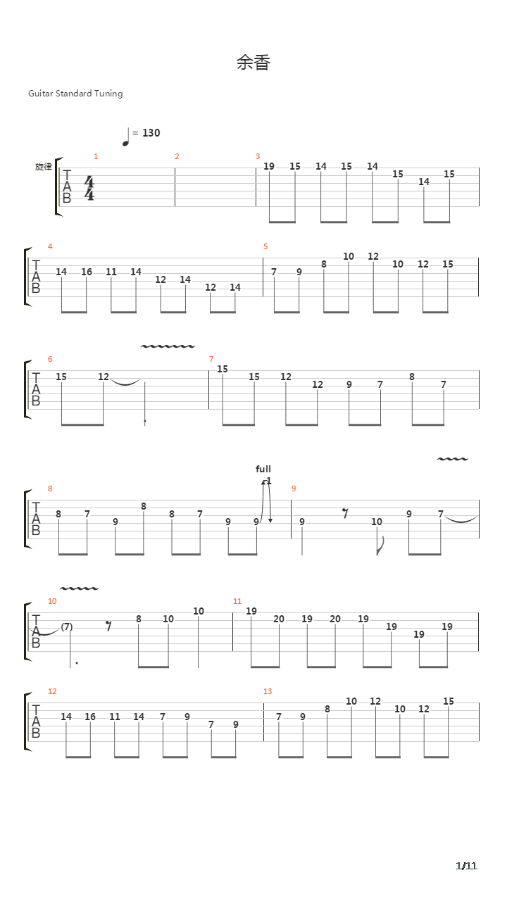 余香的Solo(请指正)吉他谱