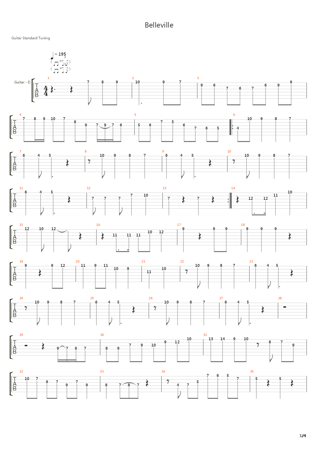Belleville吉他谱