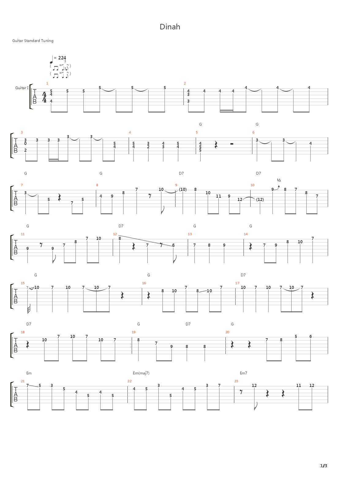 Dinah吉他谱