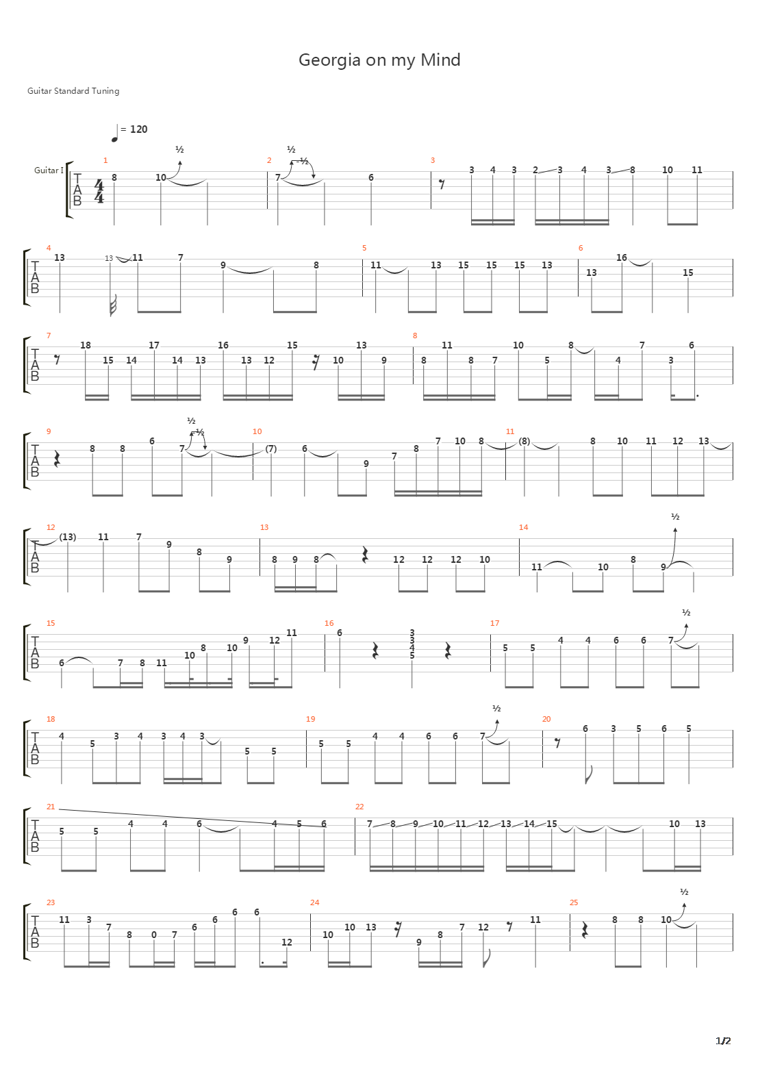 Georgia On My Mind吉他谱
