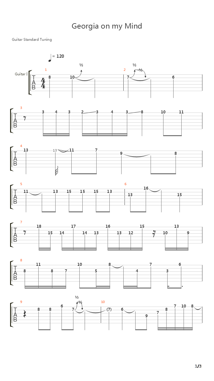 Georgia On My Mind吉他谱