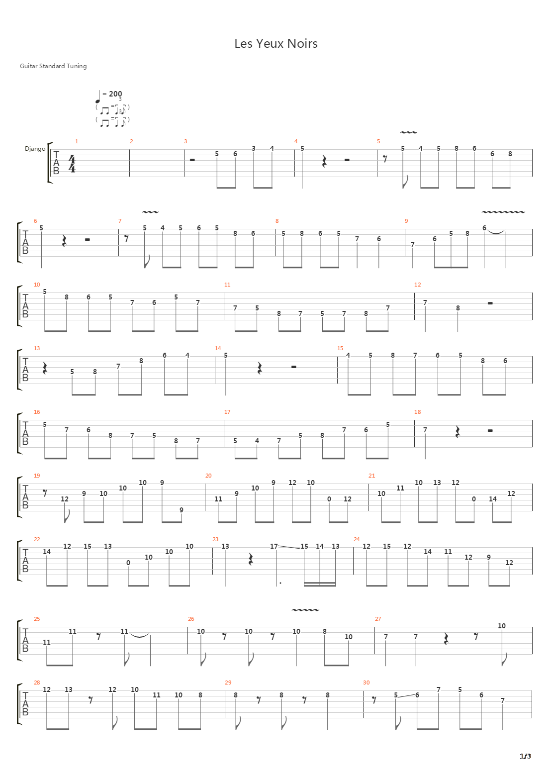 Les Youx Noir吉他谱
