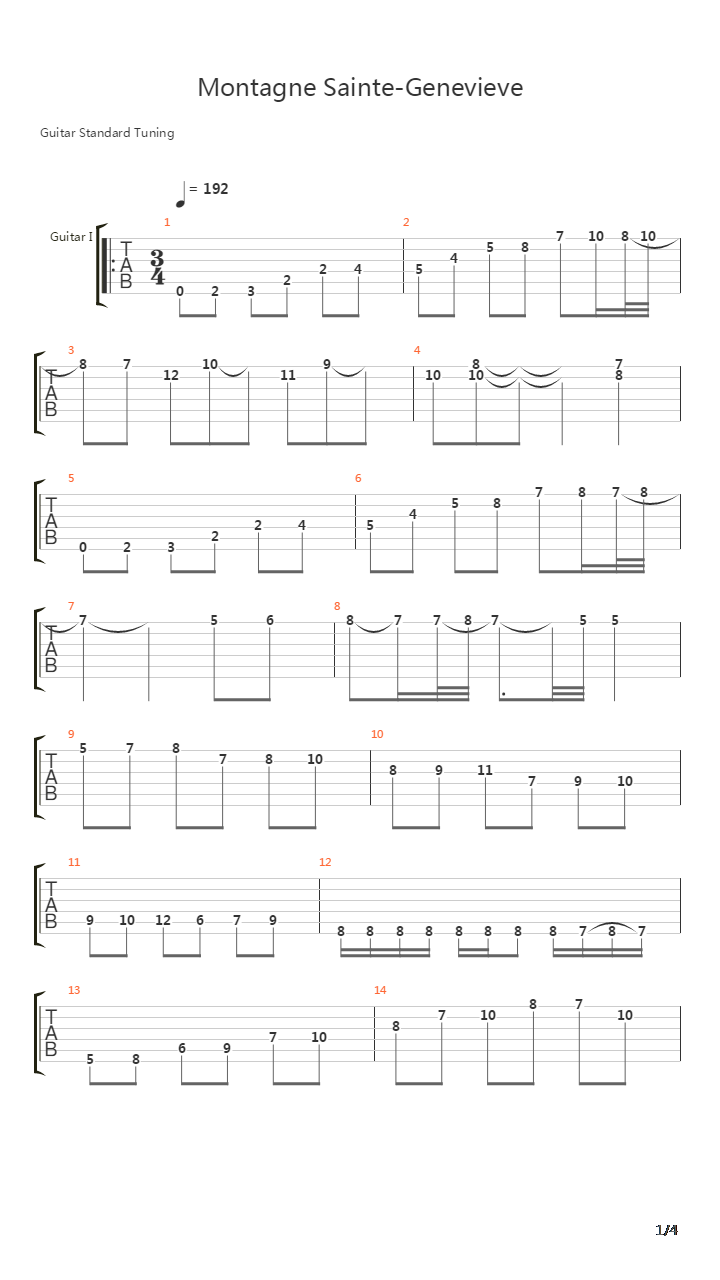 Montagne Sainte-Genevieve吉他谱