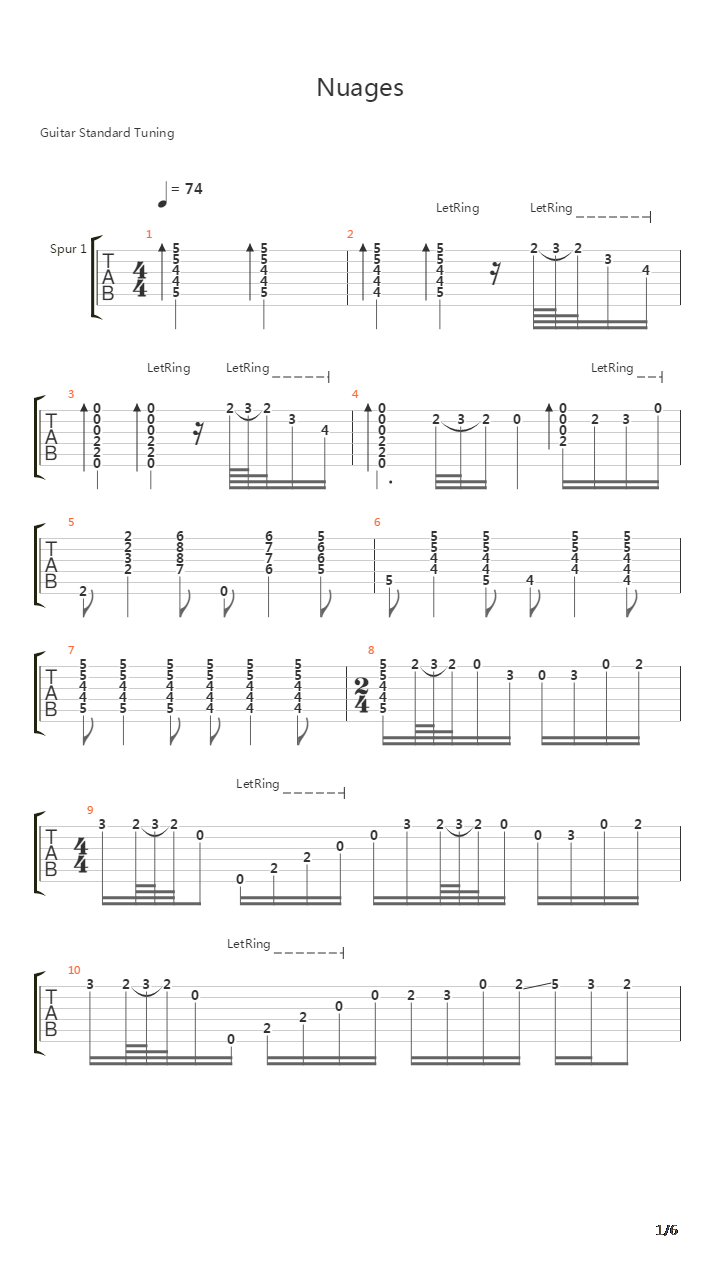 Nuages吉他谱