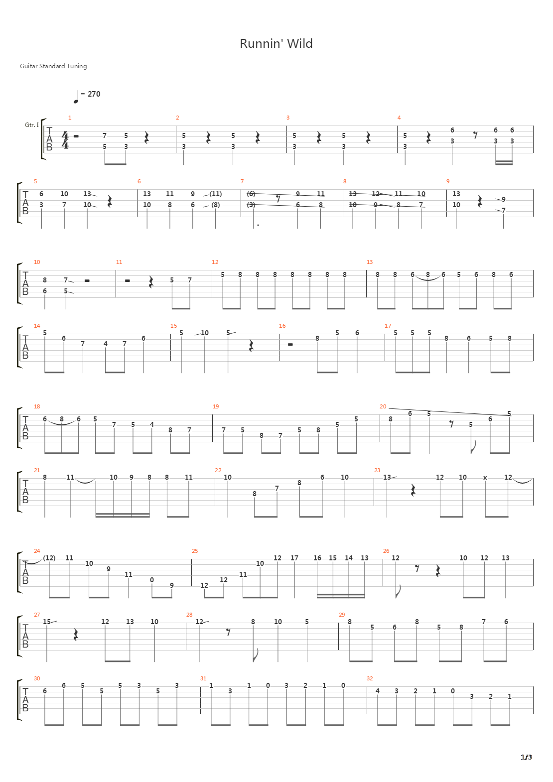 Runnin Wild吉他谱