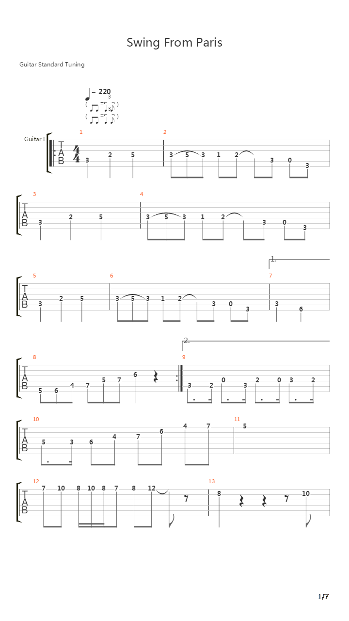 Swing From Paris吉他谱