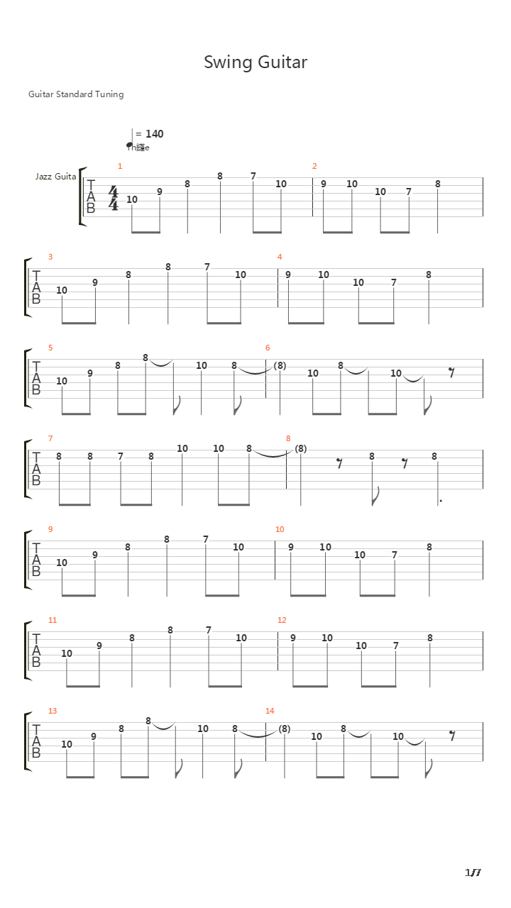 Swing Guitar吉他谱