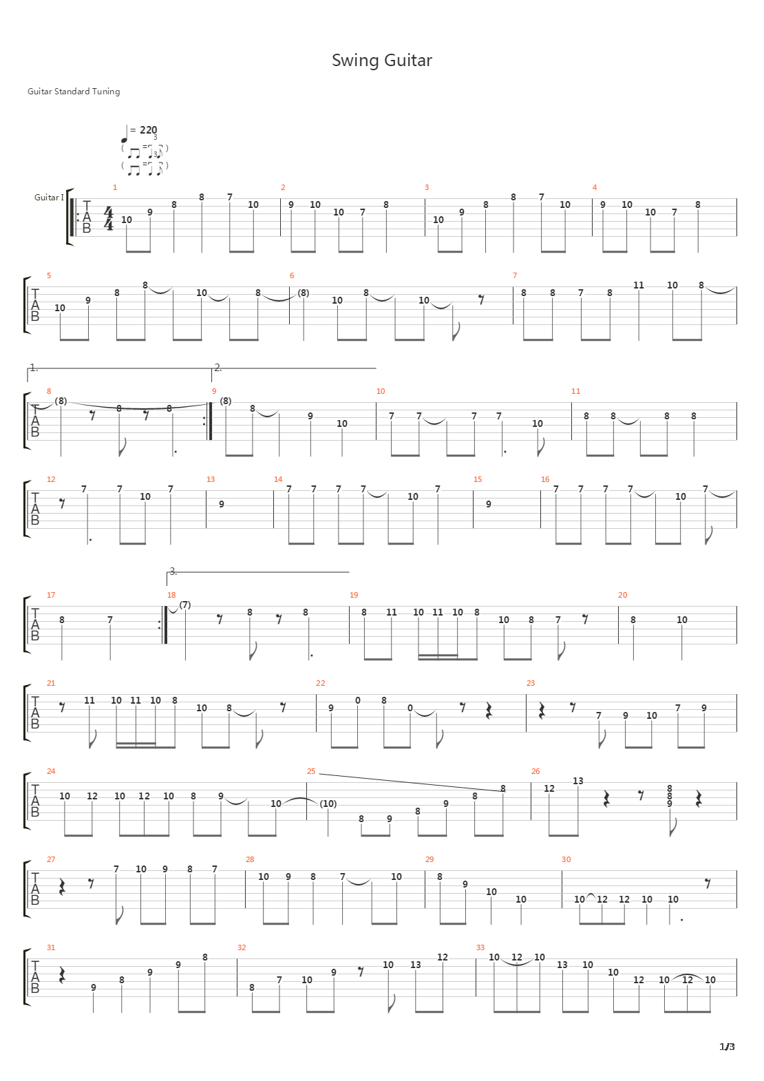 Swing Guitar吉他谱