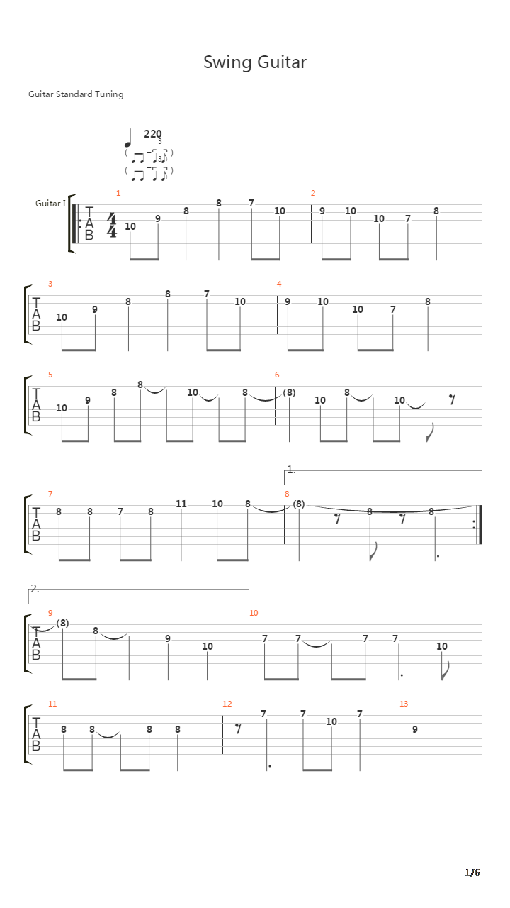 Swing Guitar吉他谱