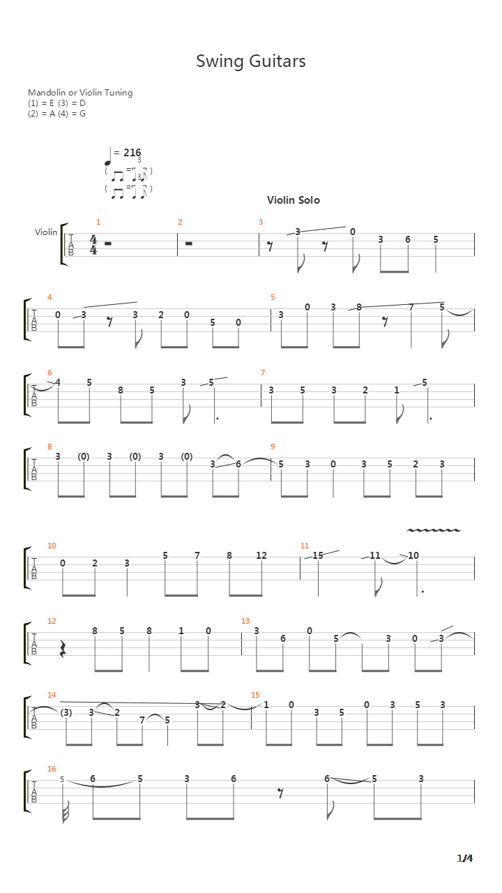 Swing Guitar吉他谱