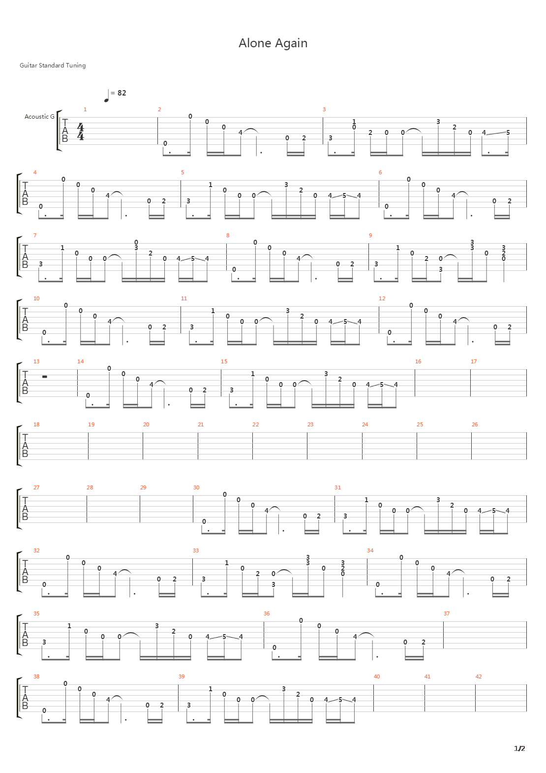 Alone Again吉他谱