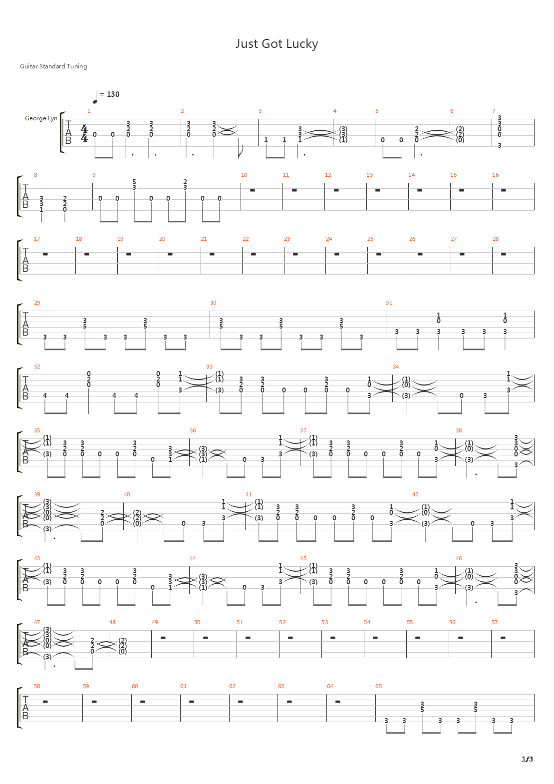 Just Got Lucky吉他谱