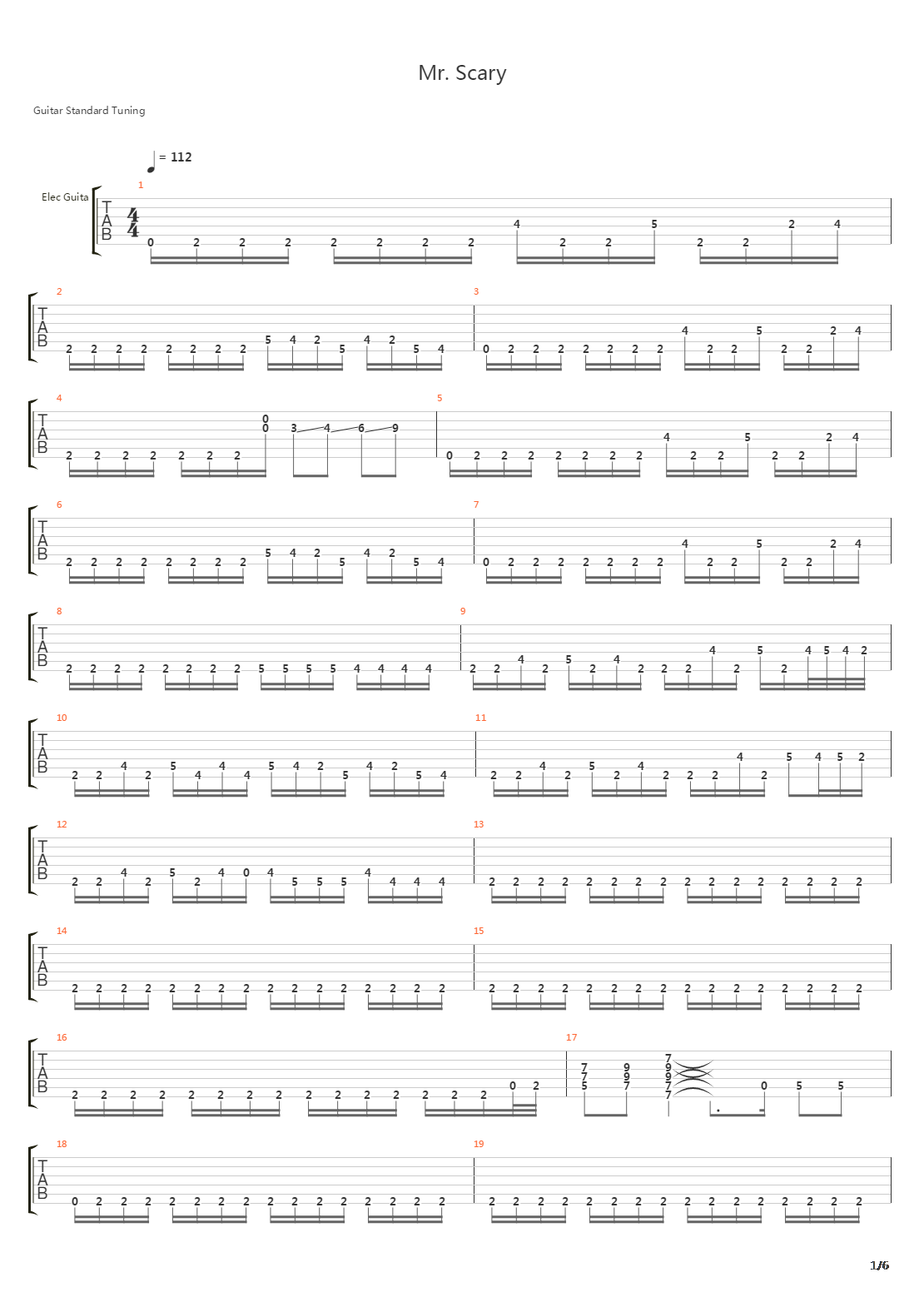 Mr Scary吉他谱