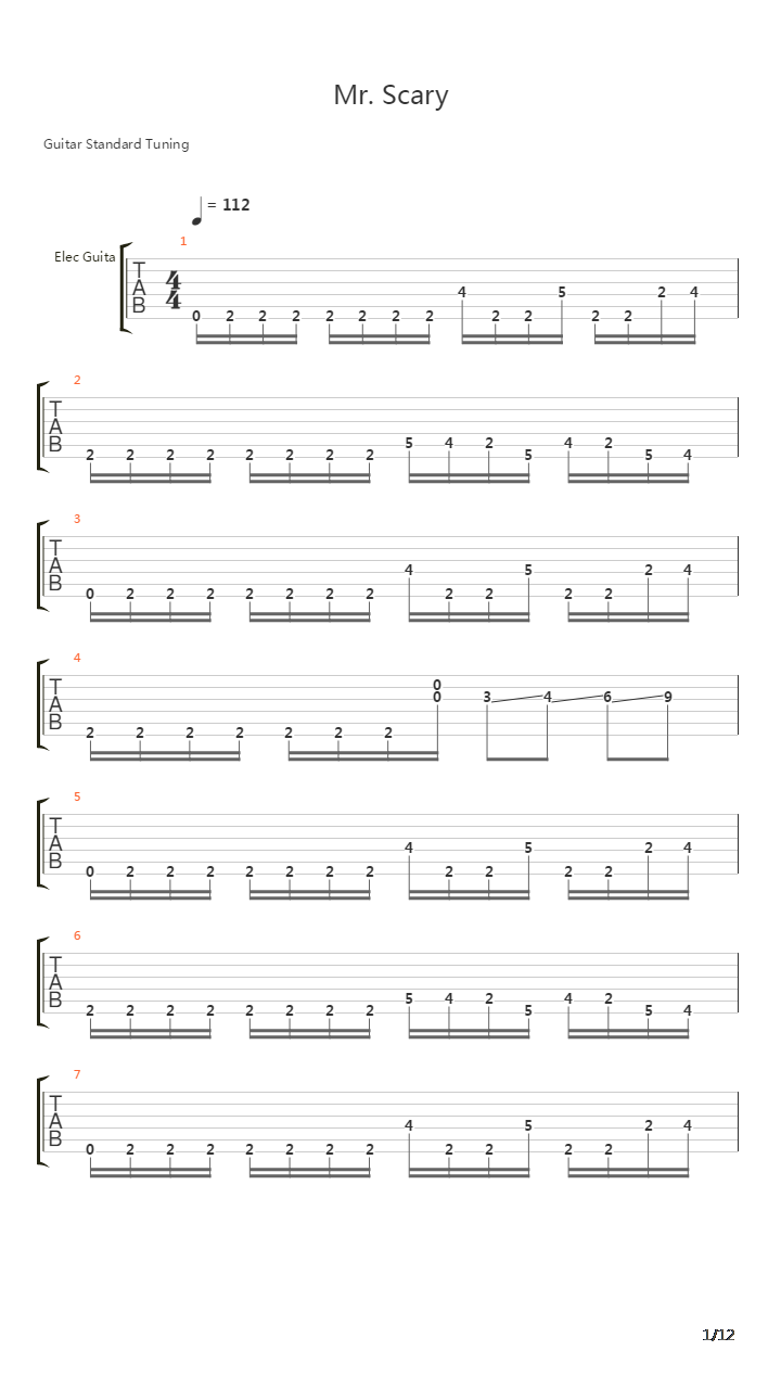 Mr Scary吉他谱