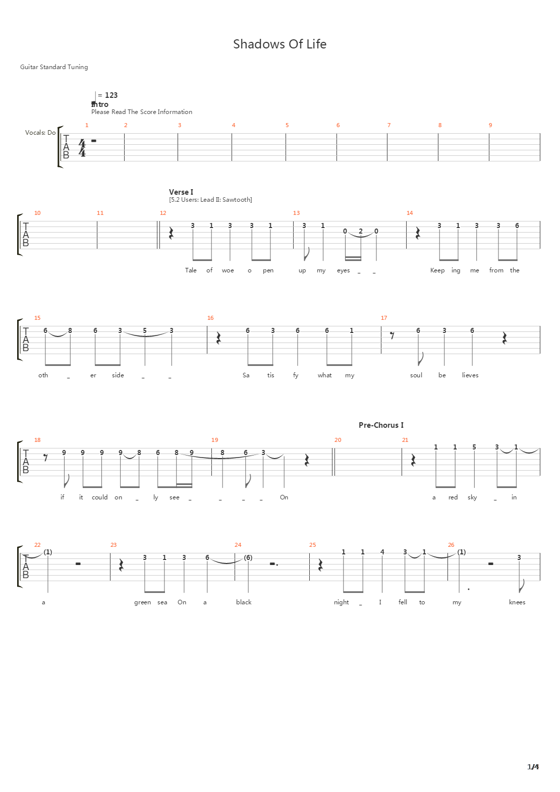 Shadows Of Life吉他谱