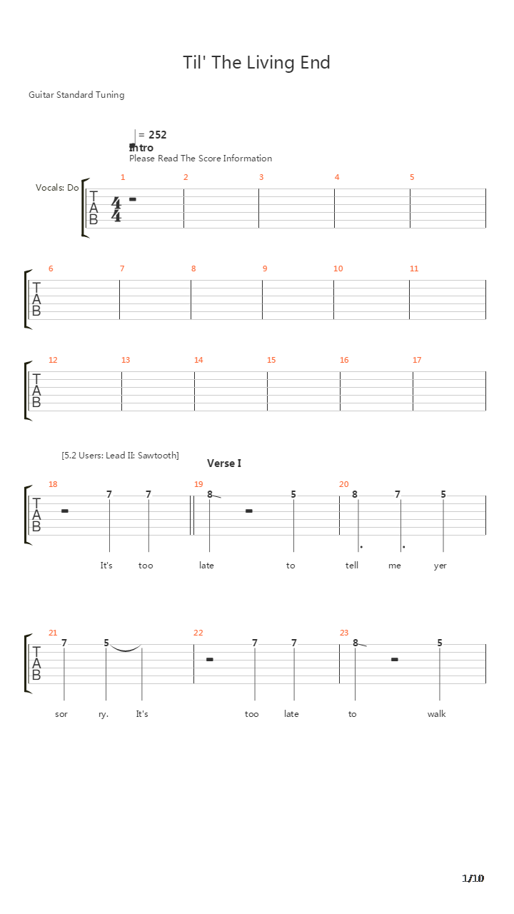 Till The Living End吉他谱