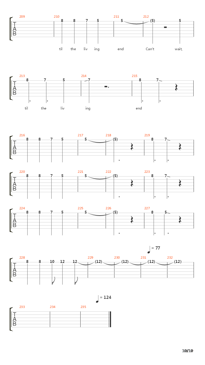 Till The Living End吉他谱