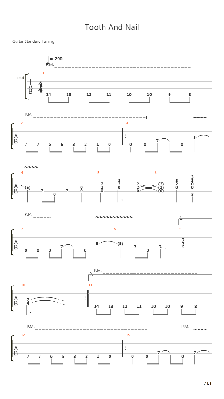 Tooth And Nail吉他谱