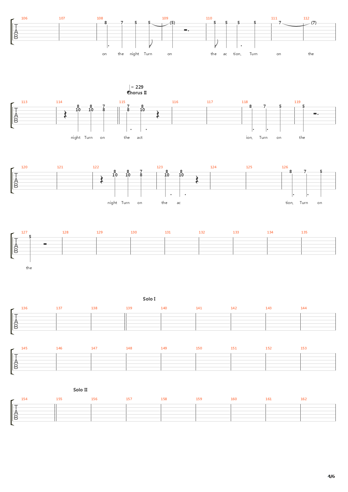 Turn On The Action吉他谱