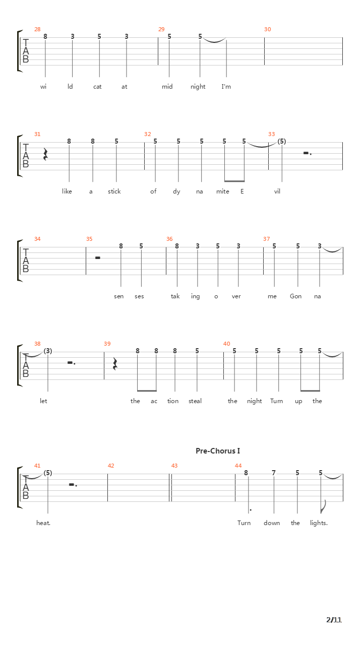 Turn On The Action吉他谱