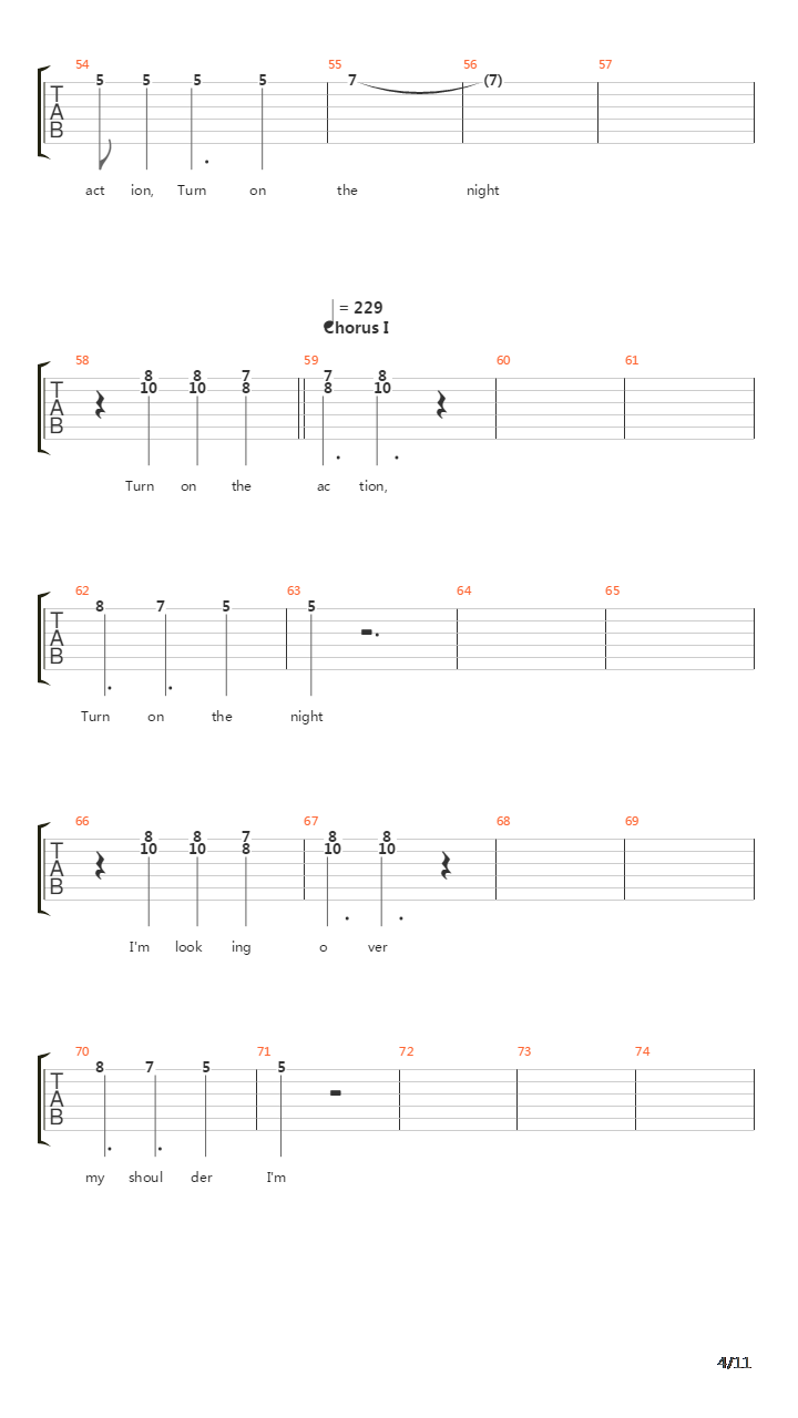 Turn On The Action吉他谱