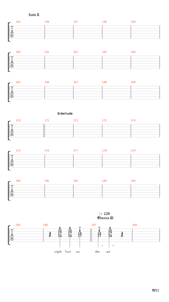 Turn On The Action吉他谱