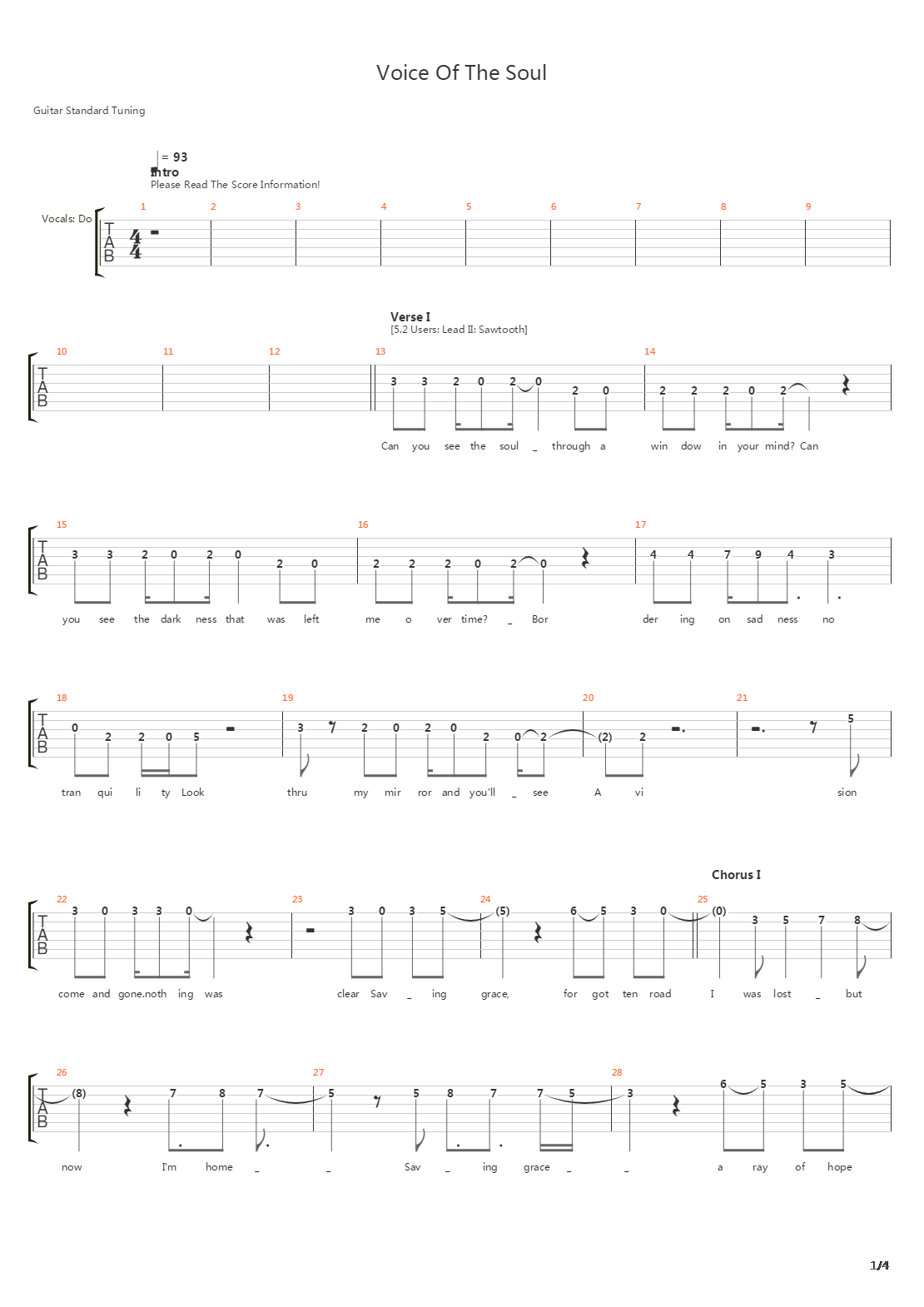 Voice Of The Soul吉他谱