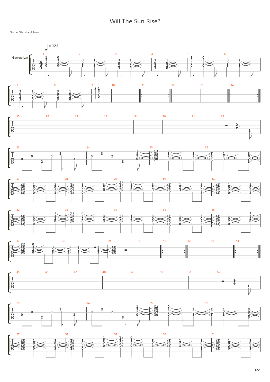 Will The Sun Rise吉他谱