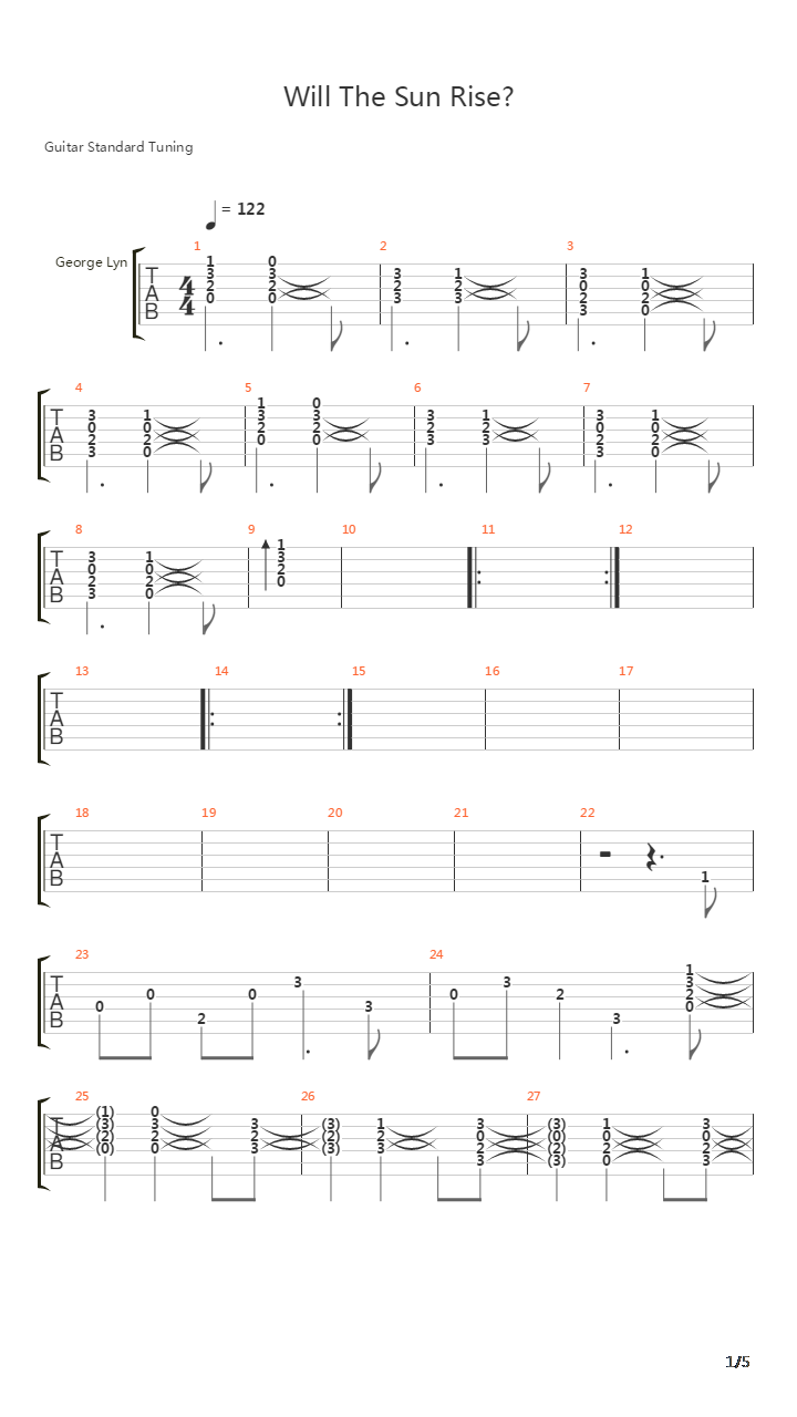 Will The Sun Rise吉他谱
