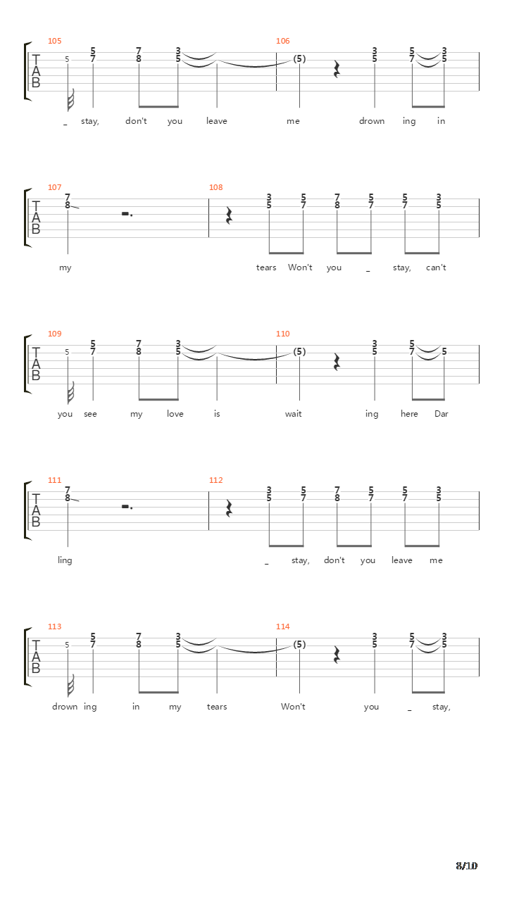 Stay吉他谱