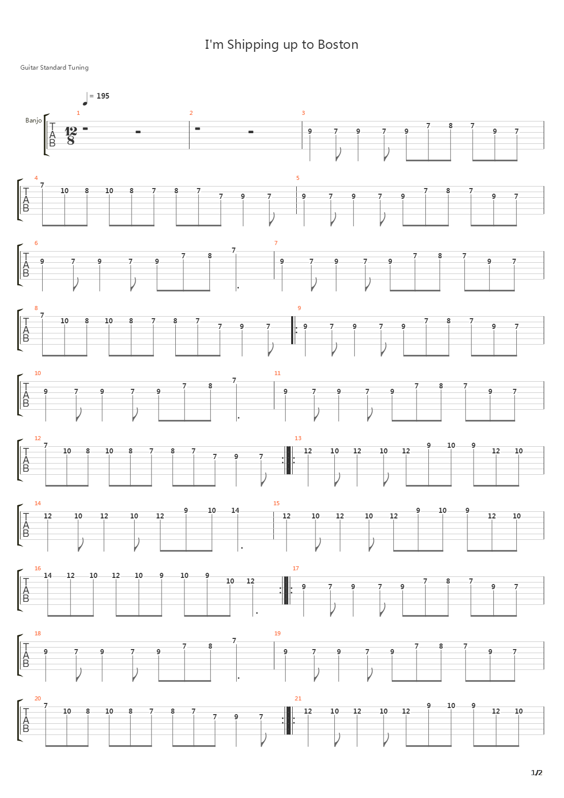 Im Shipping Up To Boston吉他谱