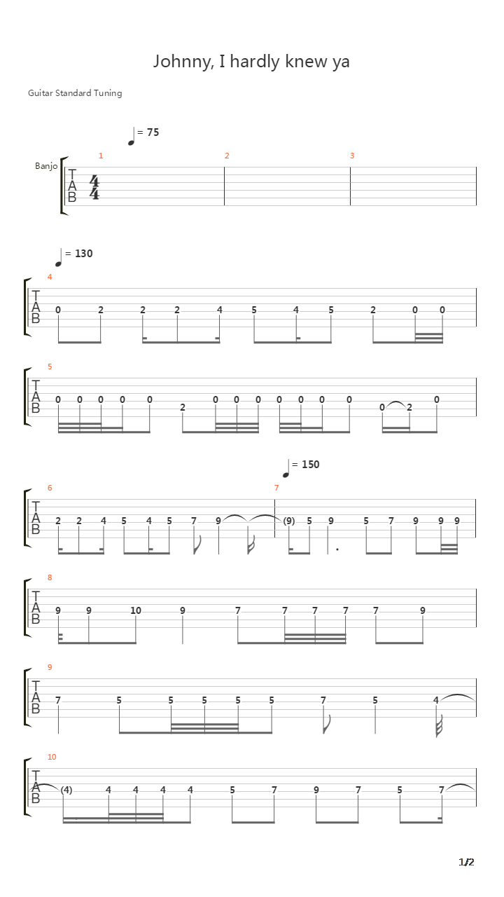 Johnny I Hardly Knew Ya吉他谱