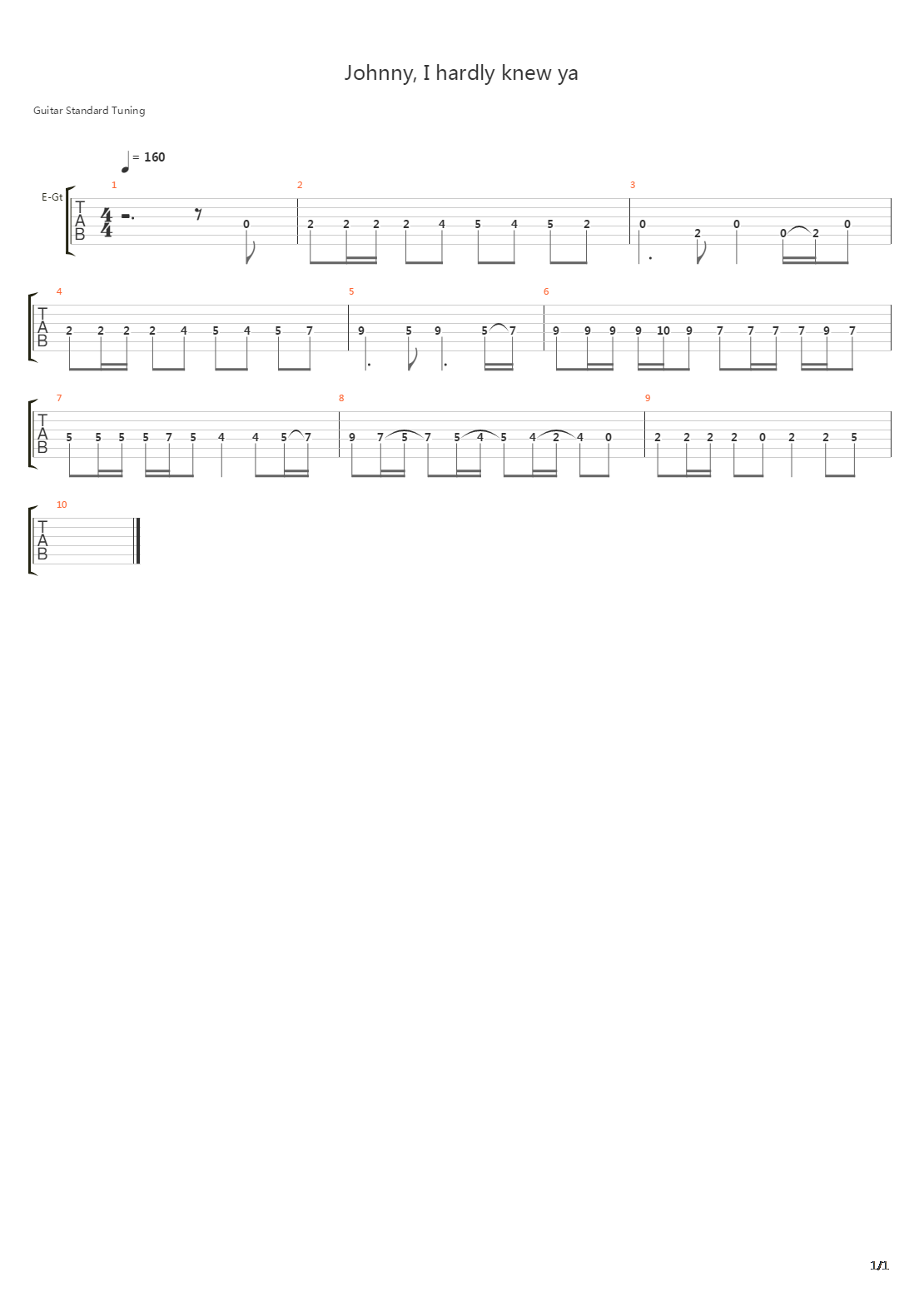 Johnny I Hardly Knew Ya吉他谱