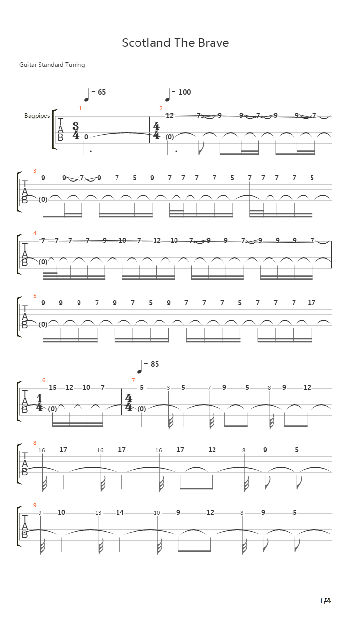 Scotland The Brave吉他谱
