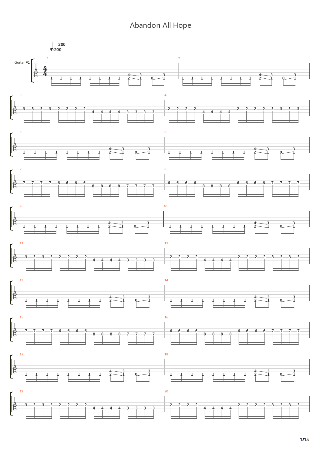 Abandon All Hope吉他谱