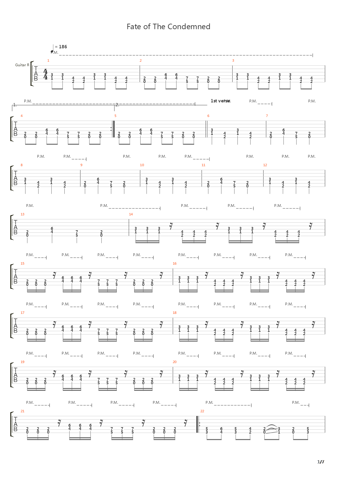 Fate Of The Condemned吉他谱