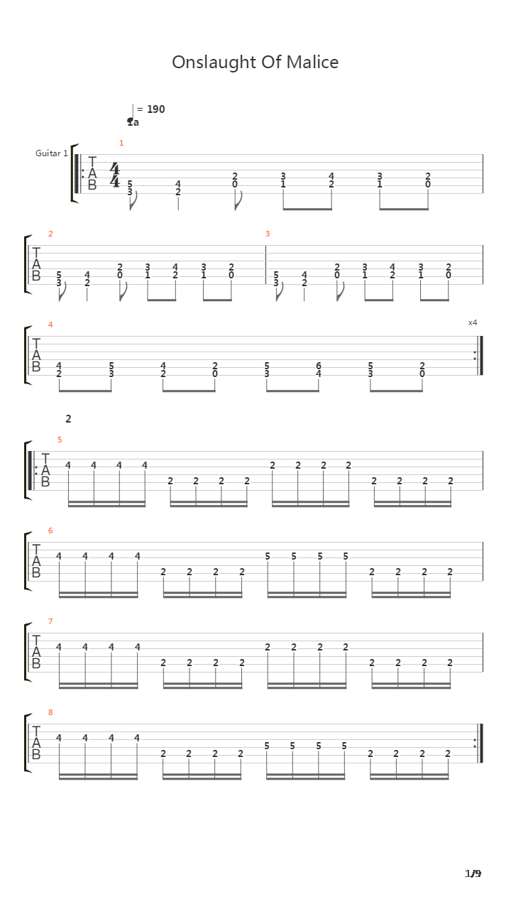 Onslaught Of Malice吉他谱