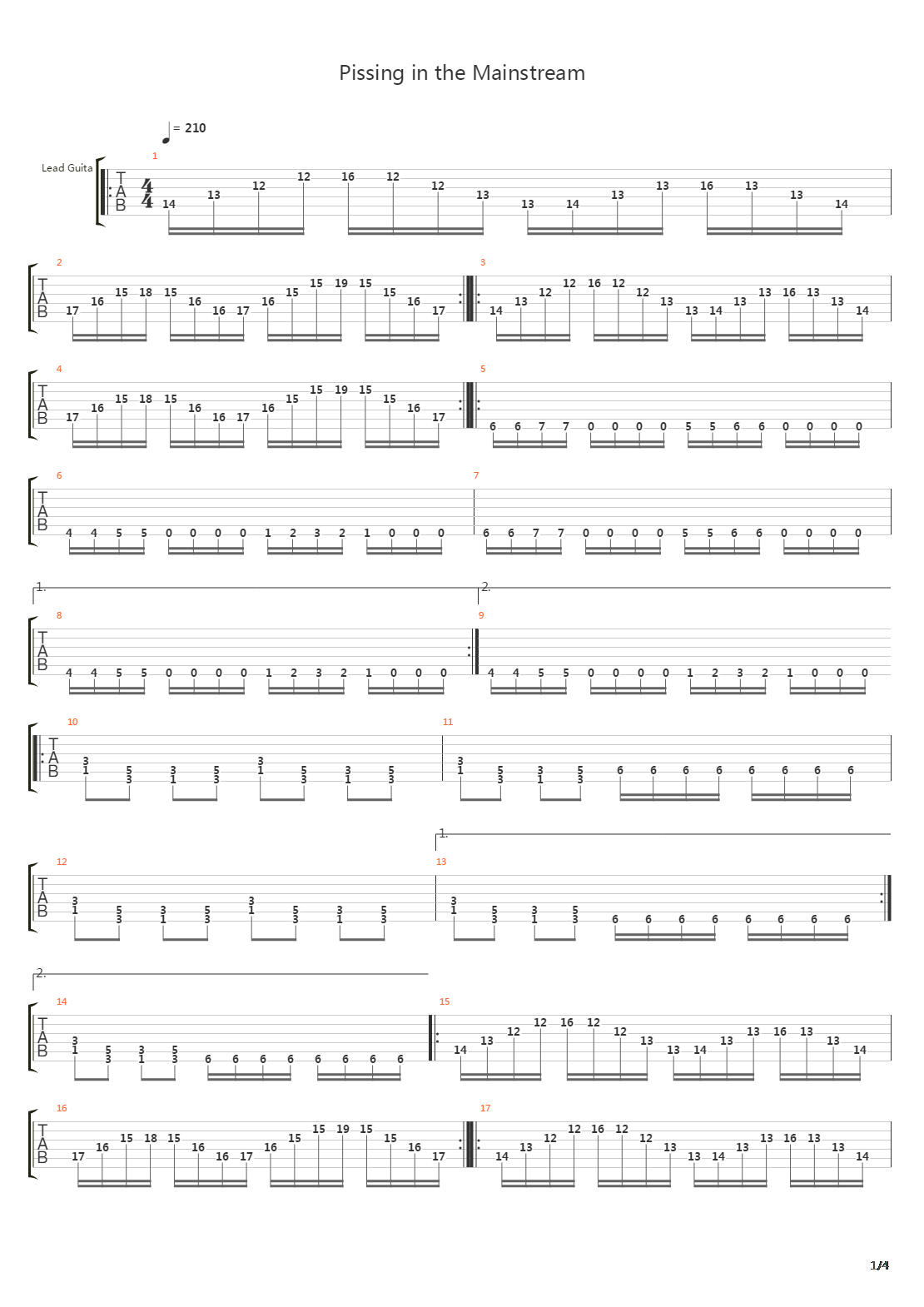 Pissing In The Mainstream吉他谱