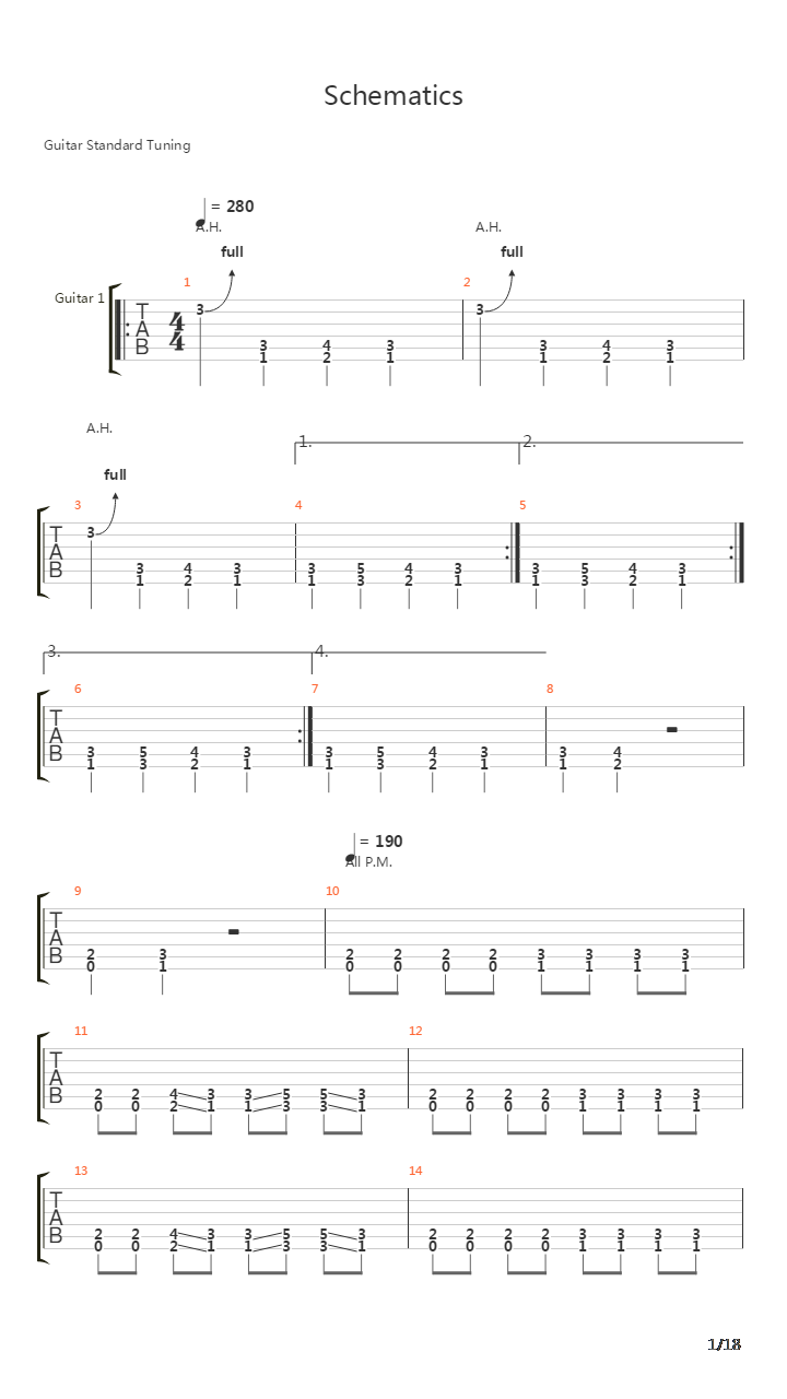 Schematics吉他谱