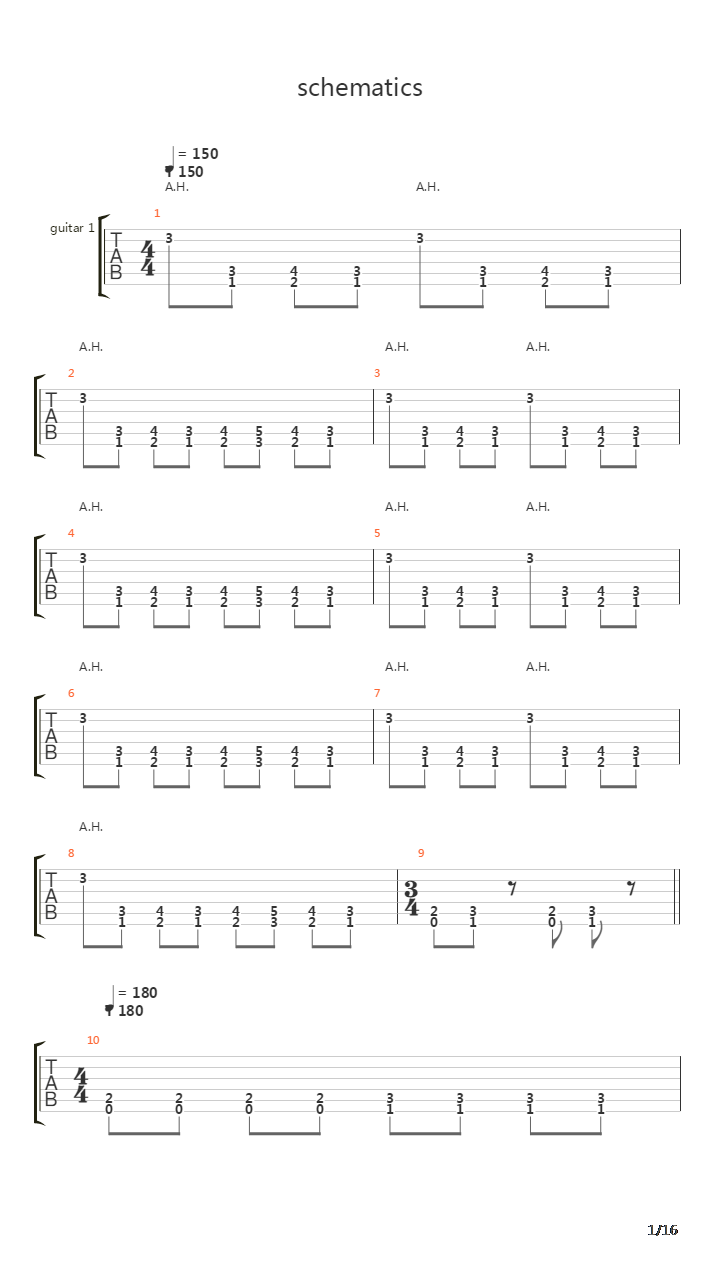 Schematics吉他谱