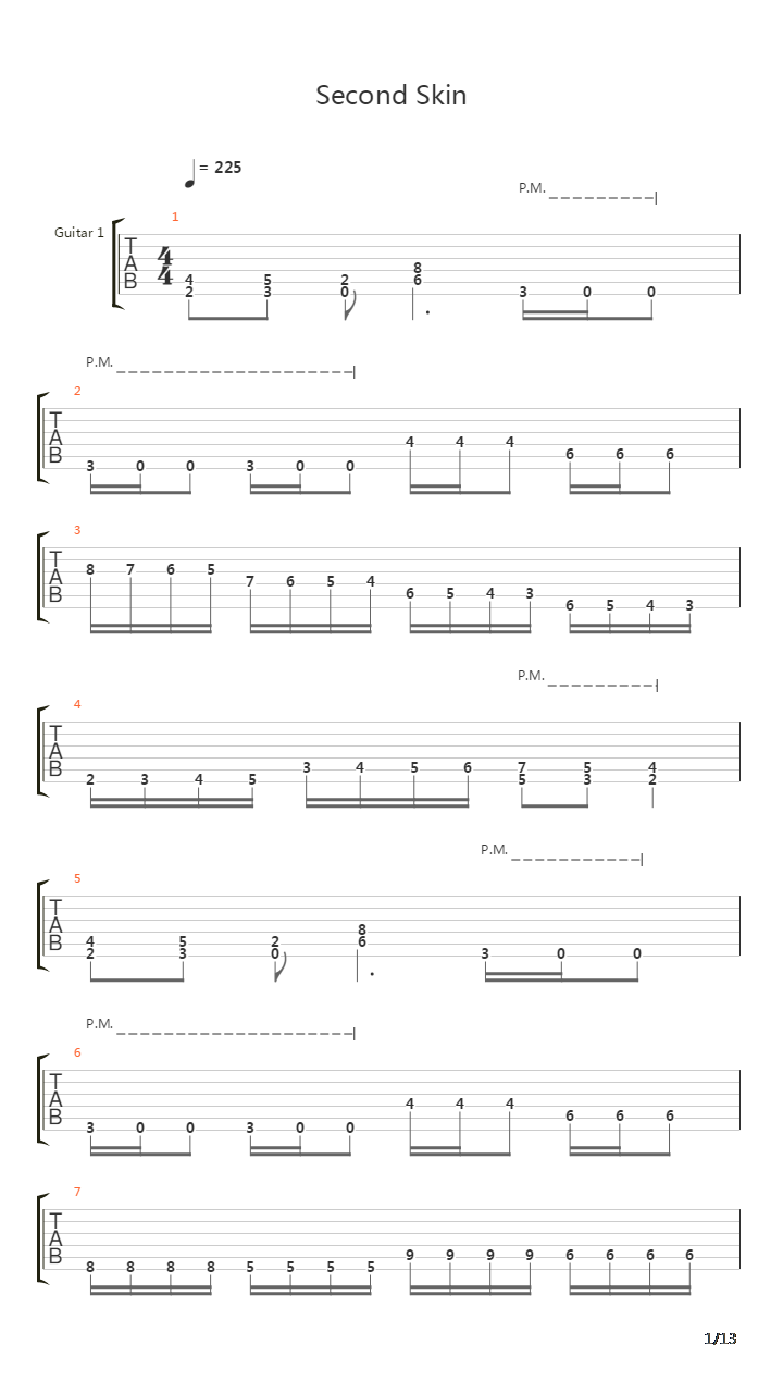 Second Skin吉他谱