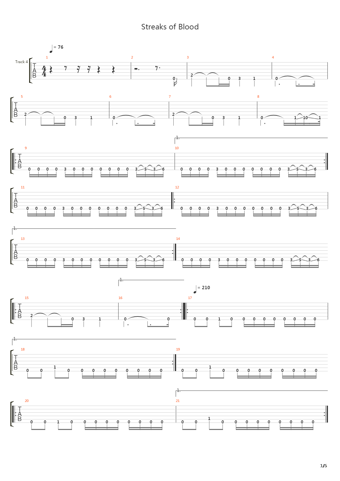 Streaks Of Blood吉他谱