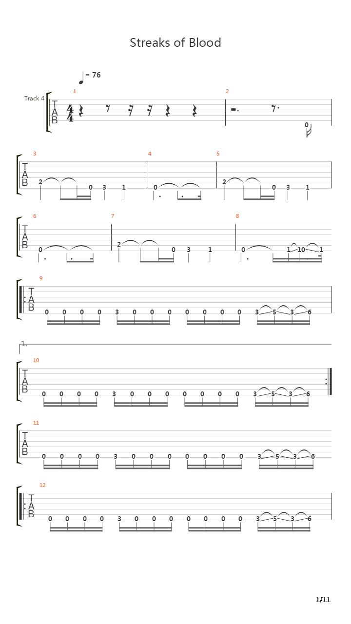 Streaks Of Blood吉他谱