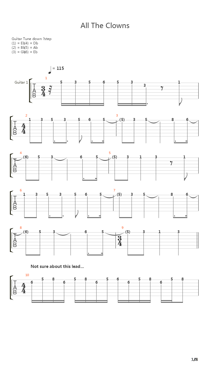 All The Clowns吉他谱